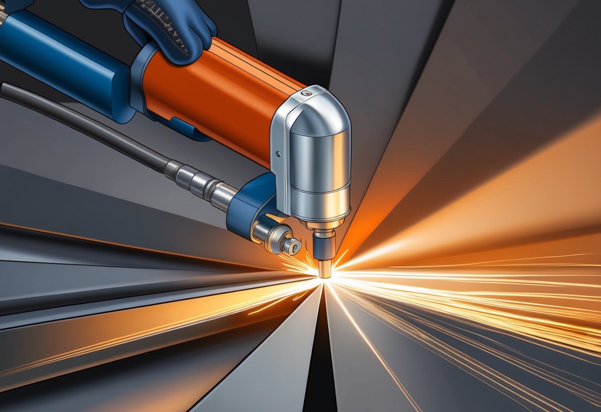 A plasma cutter slicing through thick metal with precision and ease, creating clean and smooth cuts without any rough edges or burrs